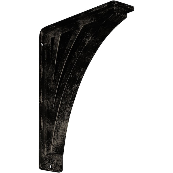 Ekena Millwork Nevio Wrought Iron Bracket, (Triple center brace), Antiqued Pale Gold 2"W x 7 1/2"D x 10"H BKTM02X07X10TNEAPG - main